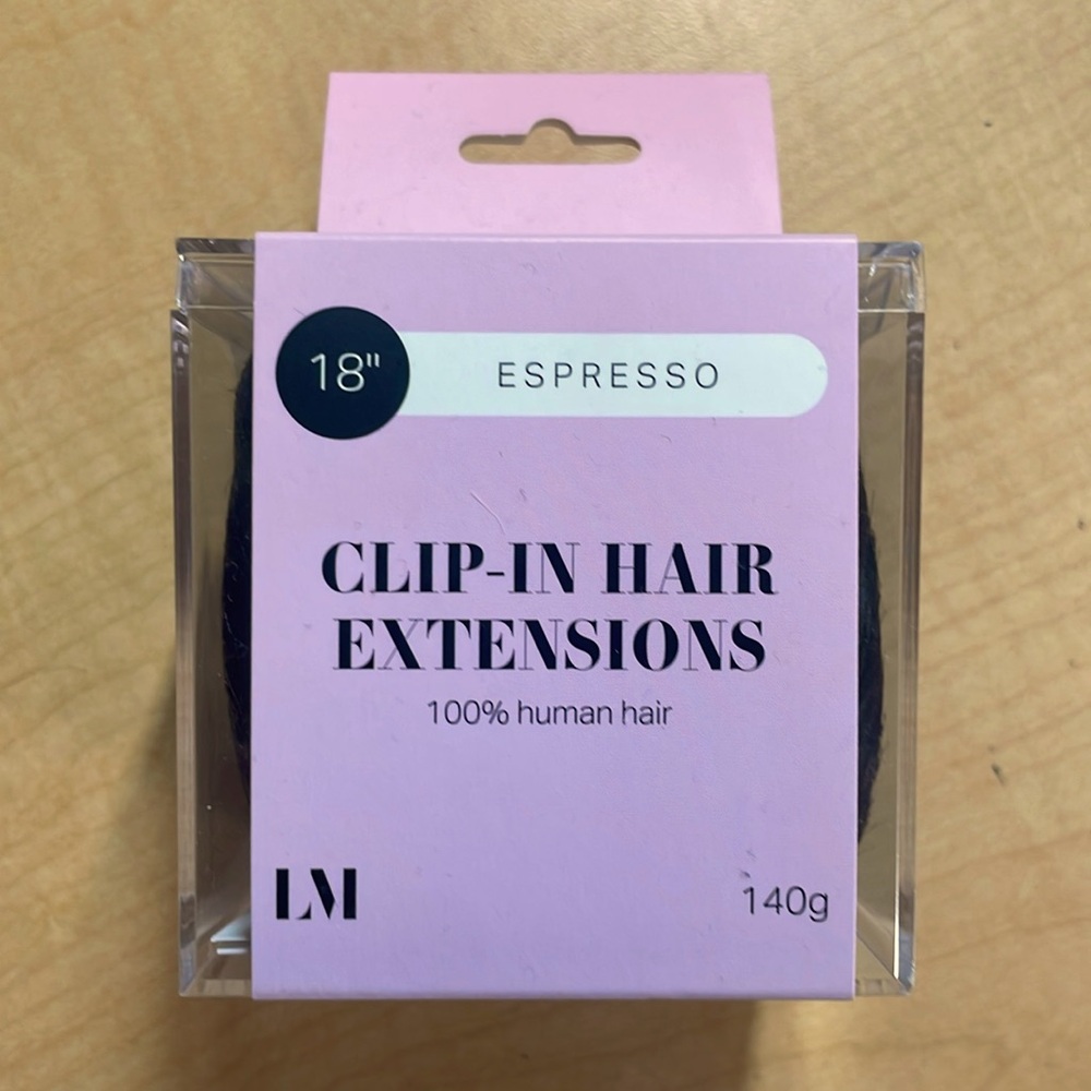 Locks & Mane 18” Clip-In Hair Extensions 100% Human Hair, Espresso